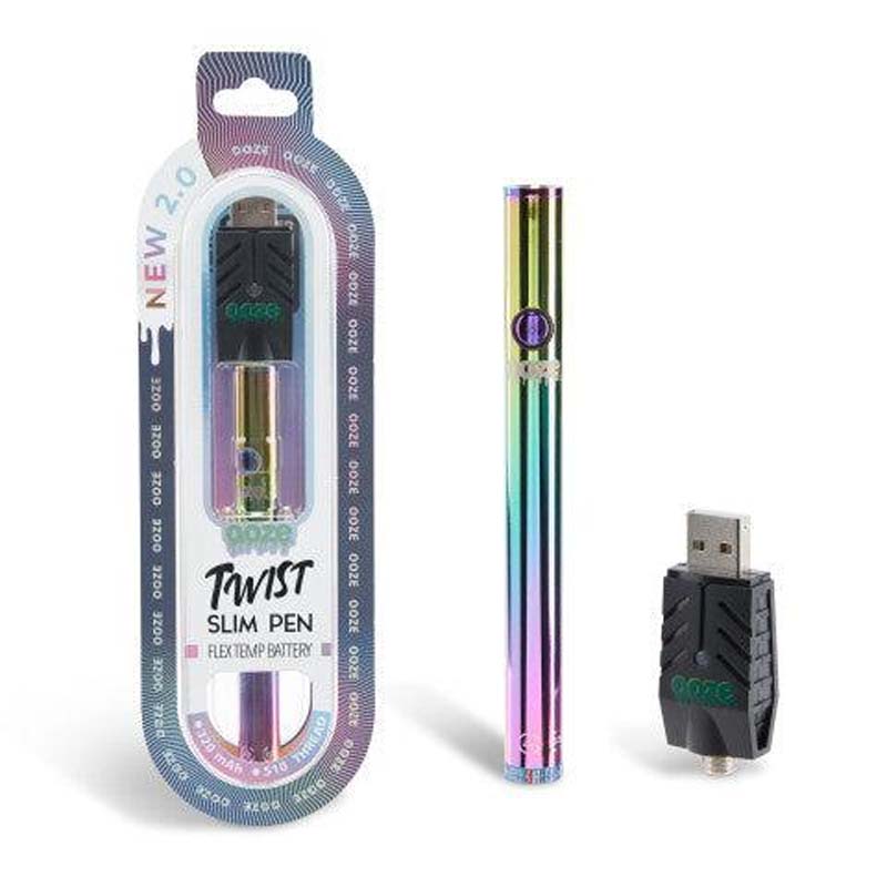 Ooze Twist 2.0 Slim Vape Cart Pen Battery 510 Thread Battery Ooze Rainbow