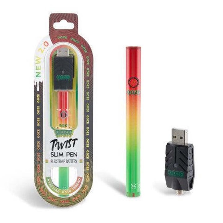 Ooze Twist 2.0 Slim Vape Cart Pen Battery 510 Thread Battery Ooze Rasta