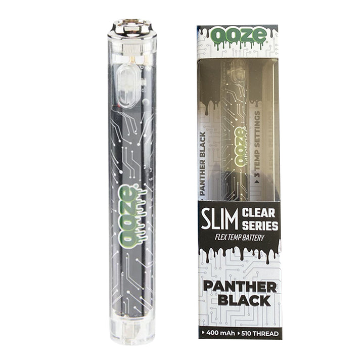 Ooze Slim Clear Series 510 Thread Vape Cart Pen Battery 510 Thread Battery Ooze Panther Black