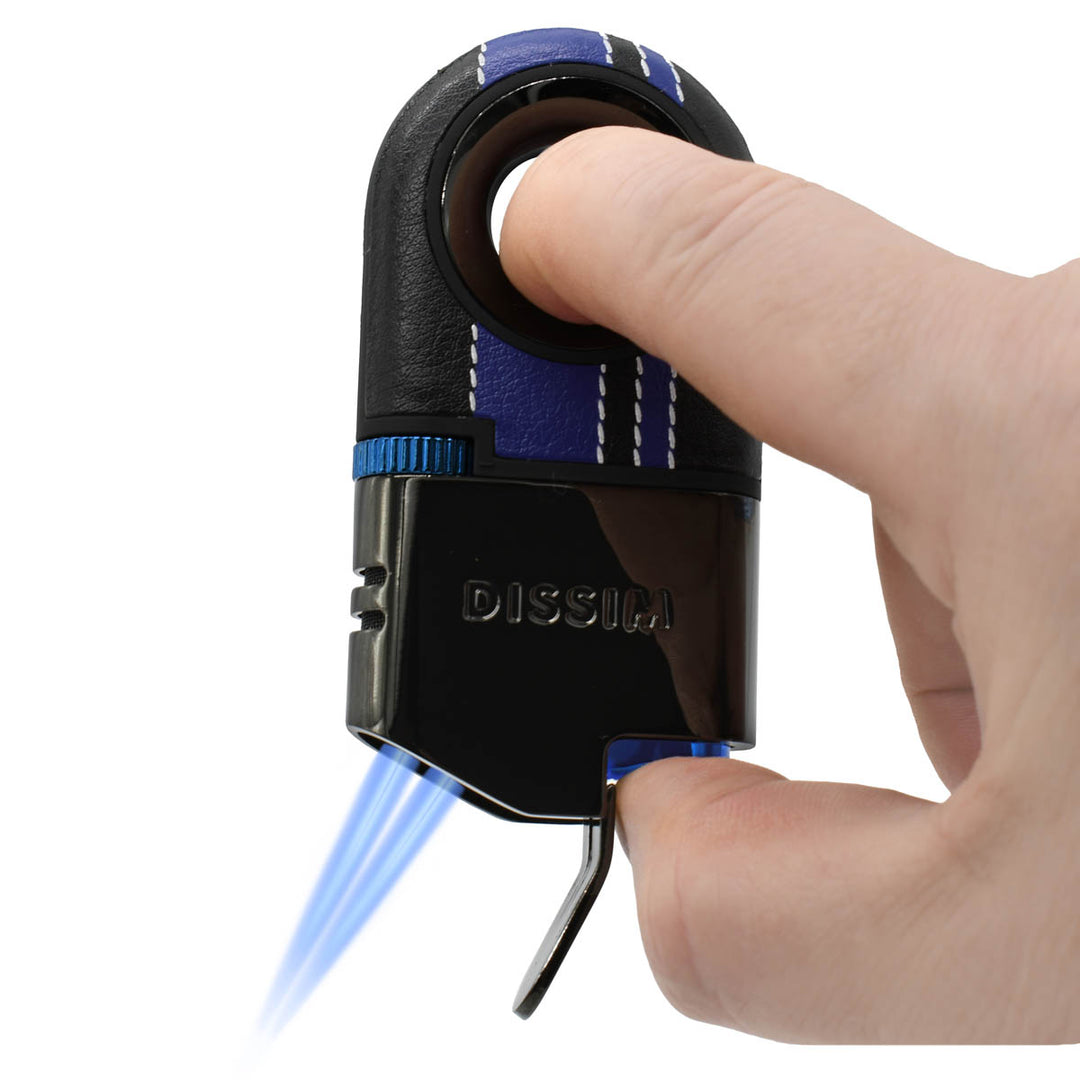 Dissim Turismo-Luxe Limited Edition Racing Series Dual Torch Lighter Lighters Dissim Black / Blue Race Stripes