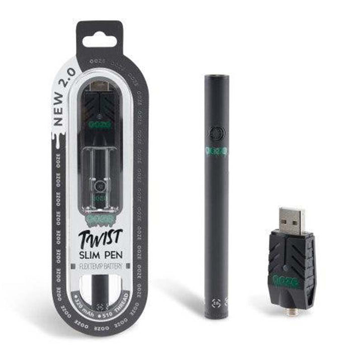 Ooze Twist 2.0 Slim Vape Cart Pen Battery 510 Thread Battery Ooze Black