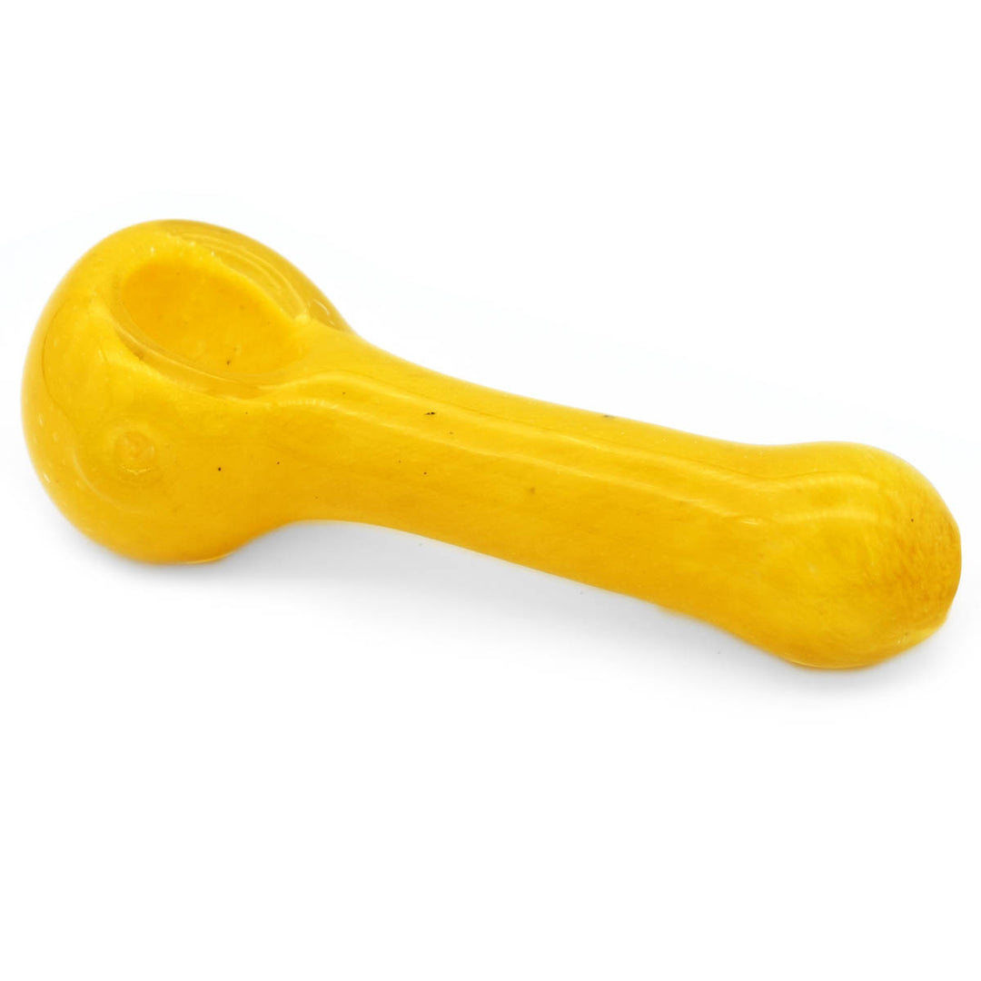 Glass Spoon Pipe - Solid Yellow Glass Pipes Vapebatt
