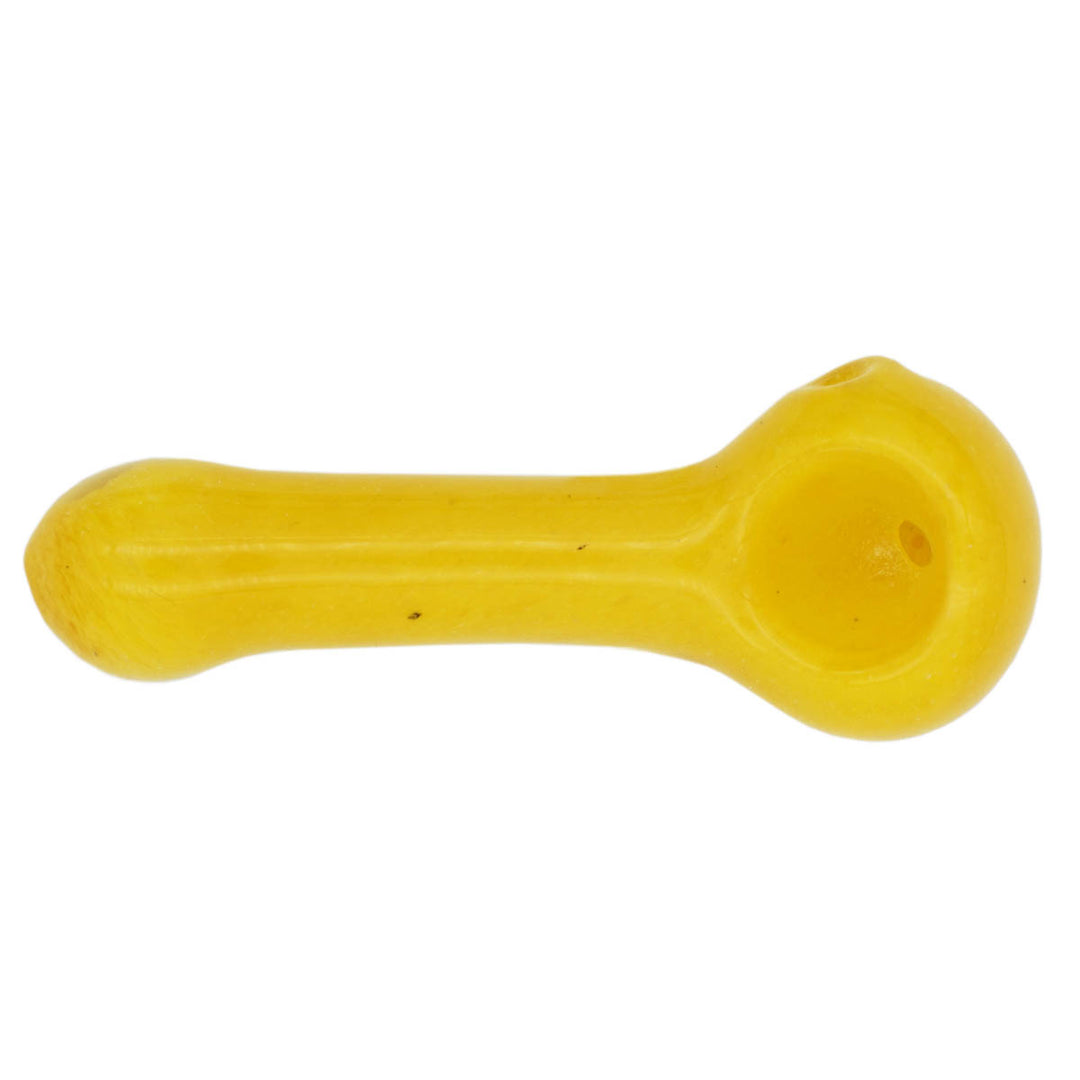 Glass Spoon Pipe - Solid Yellow Glass Pipes Vapebatt