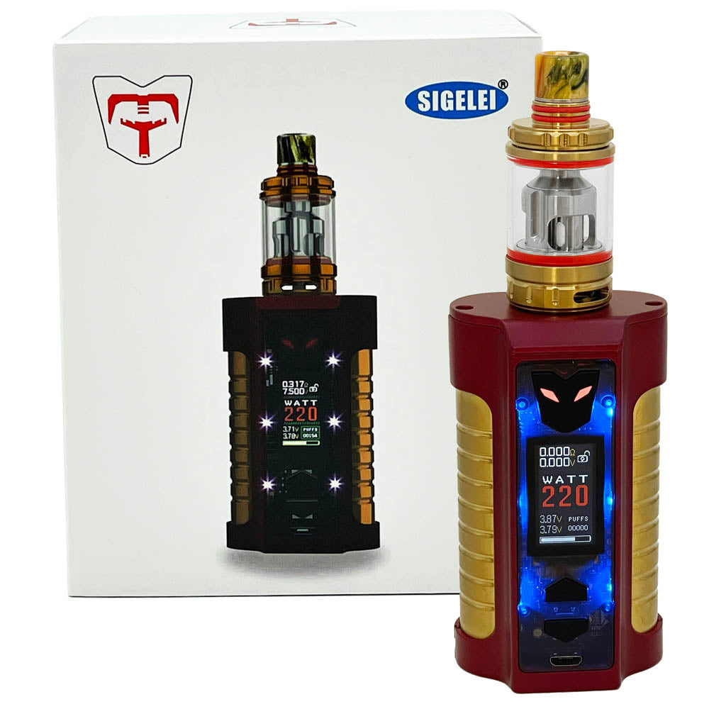 Sigelei MT 220W TC Box MOD Vape Kit for E-Liquid Vape Mod Segelei Red & Gold