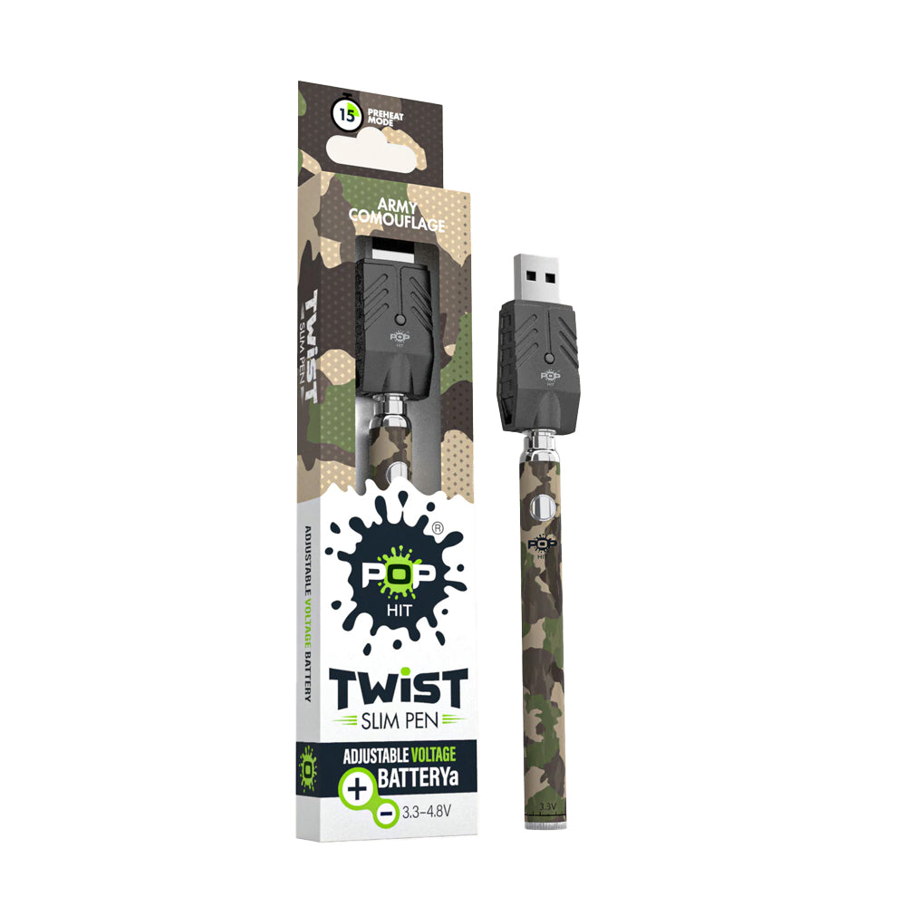 Pop Hit Twist Slim Variable Voltage Vape Cart Pen  VapeBatt Army Camoflauge