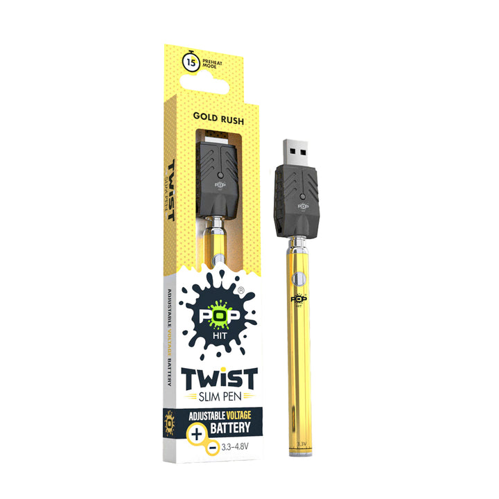 Pop Hit Twist Slim Variable Voltage Vape Cart Pen  VapeBatt Gold Rush