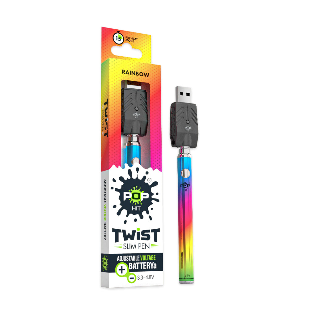 Pop Hit Twist Slim Variable Voltage Vape Cart Pen  VapeBatt Rainbow