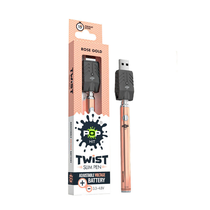 Pop Hit Twist Slim Variable Voltage Vape Cart Pen  VapeBatt Rose Gold
