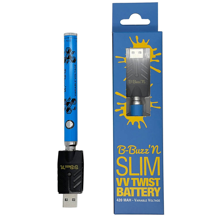 B-buzz'n Slim VV Twist 510 Thread Vape Cart Pen Battery  B-Buzz'n BLUE  