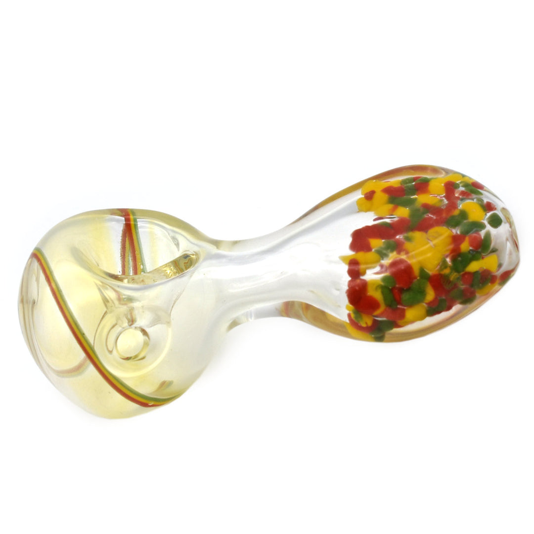 Glass Spoon Pipe - Rasta Rainbow Glass Pipes Vapebatt