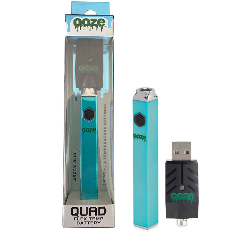 Ooze Quad Flex Temp 510 Thread Vape Pen  Ooze Arctic Blue