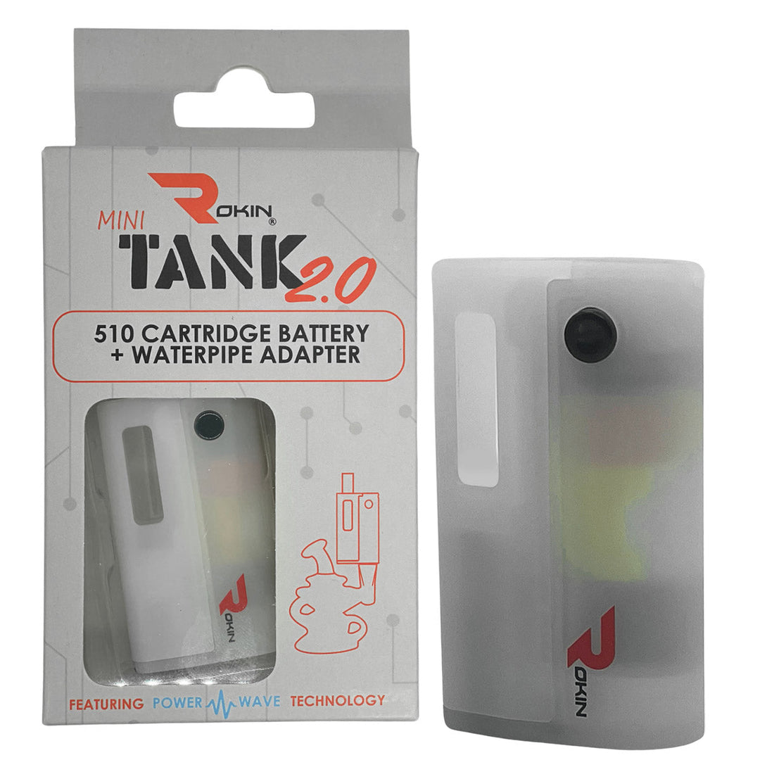 Rokin Mini Tank 2.0 - A 510 Thread Oil Vape Cart Battery & Water Pipe Adapter Cartridge Battery Rokin White