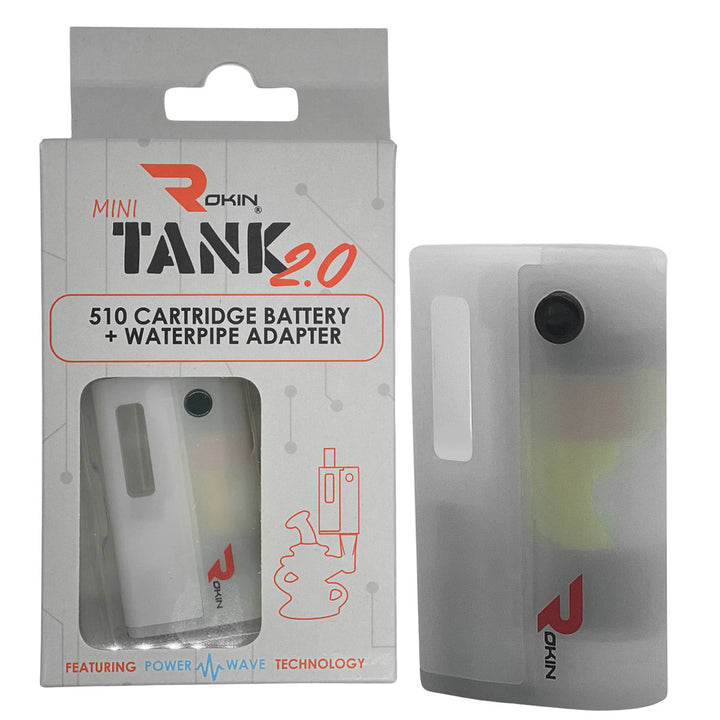Rokin Mini Tank 2.0 - A 510 Thread Oil Vape Cart Battery & Water Pipe Adapter Cartridge Battery Rokin White