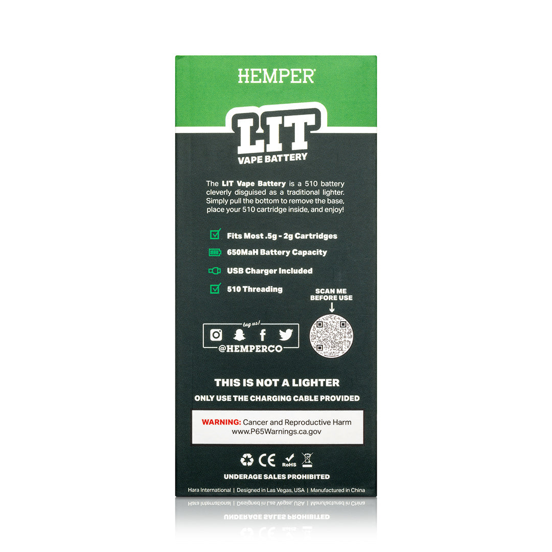 Hemper LIT 510 Thread Vape Cart Battery
