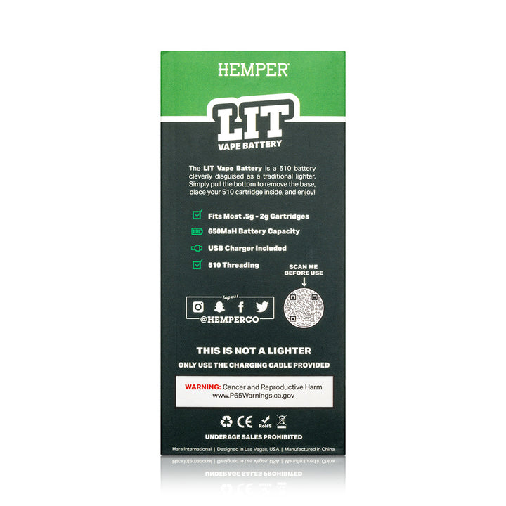 Hemper LIT 510 Thread Vape Cart Battery
