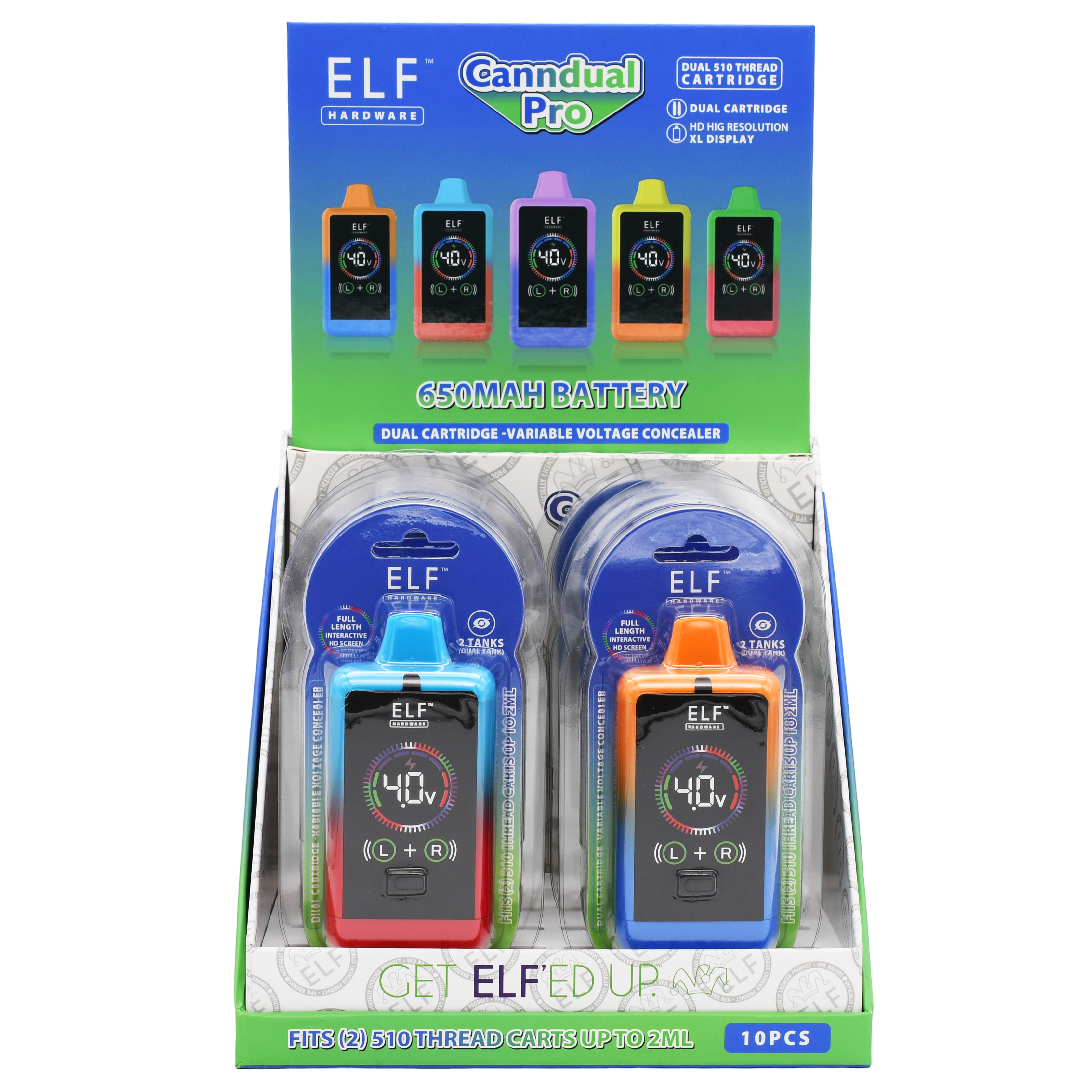 ELF Canndual Pro Discreet Dual 510 Thread Vape Cart Battery Vape Batt ELF Canndual Pro Discreet Dual 510 Thread Vape Cart Battery Vape Batt