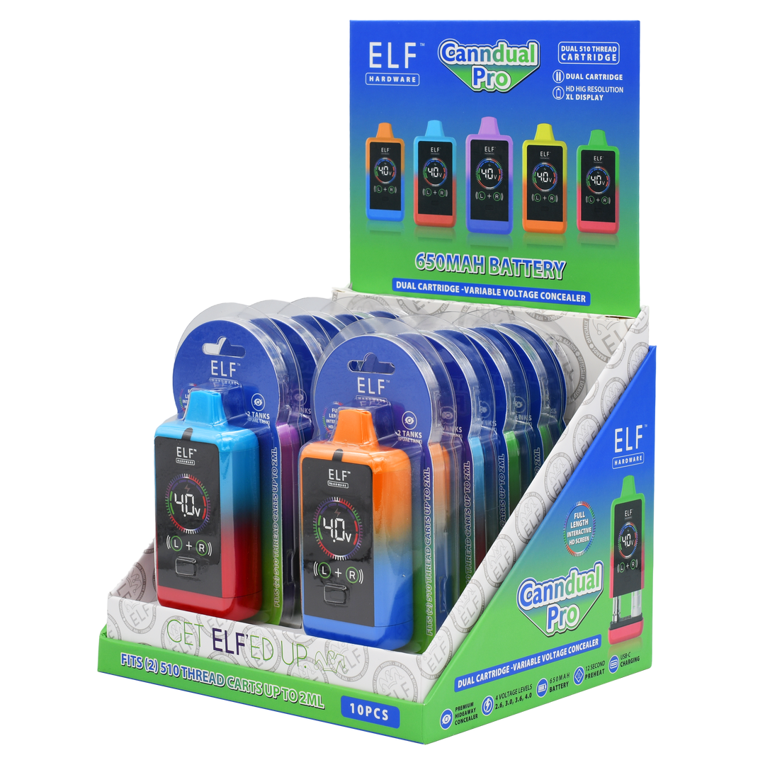 ELF Canndual Pro Discreet Dual 510 Thread Vape Cart Battery Vape Batt ELF Canndual Pro Discreet Dual 510 Thread Vape Cart Battery Vape Batt