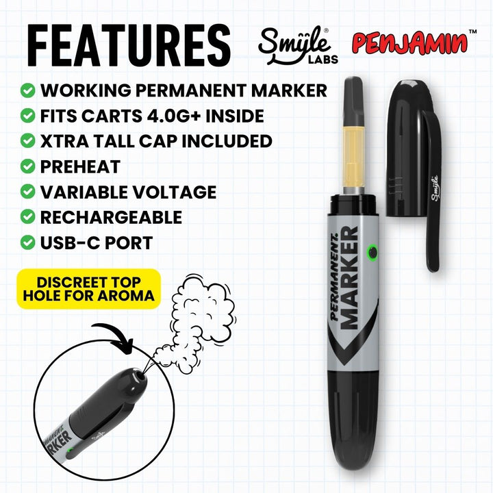 Smyle Labs Permanent Marker 510 Thread Cart Vape Pen Battery
