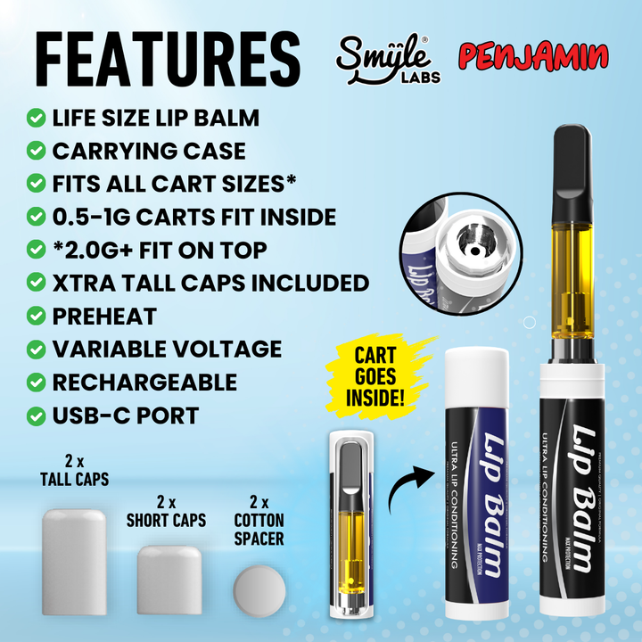 Smyle Labs Lip Balm Discreet 510 Thread Cart Vape Pen Battery
