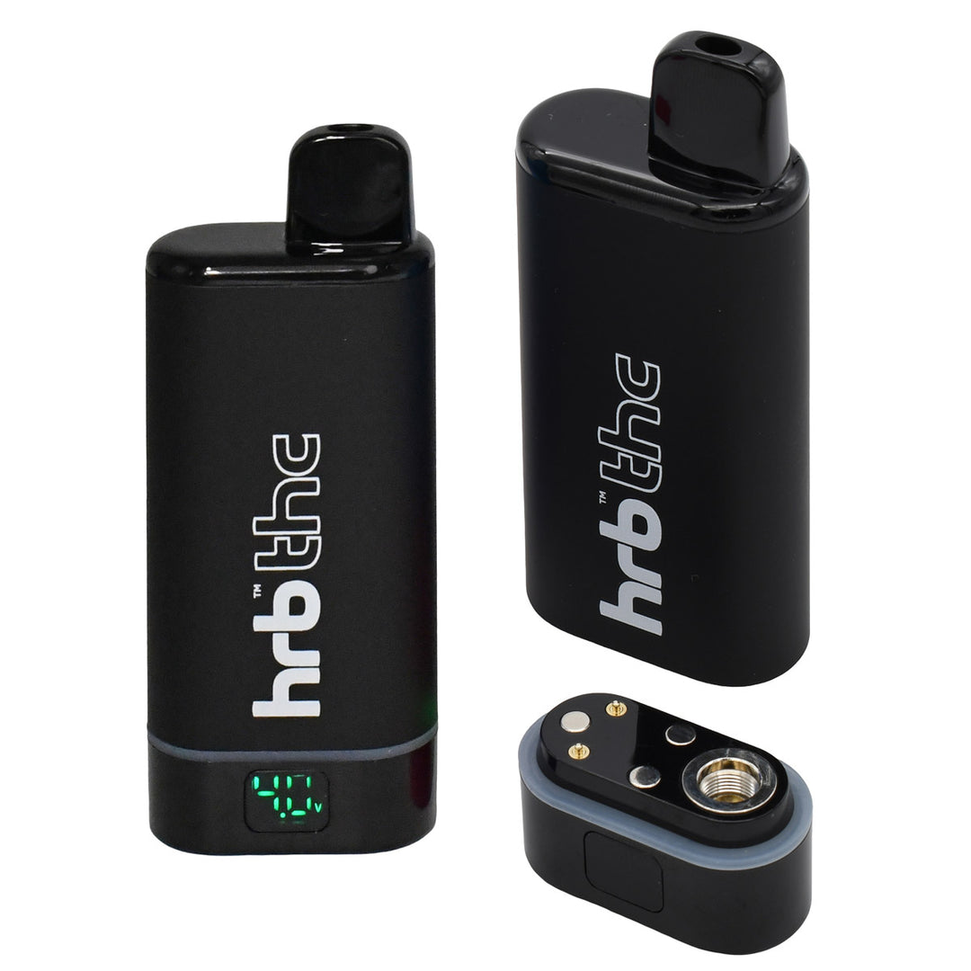 Black Hrb Box Vape battery with digital display on a white background