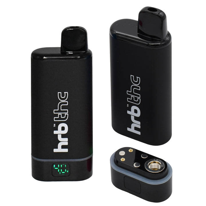Black Hrb Box Vape battery with digital display on a white background