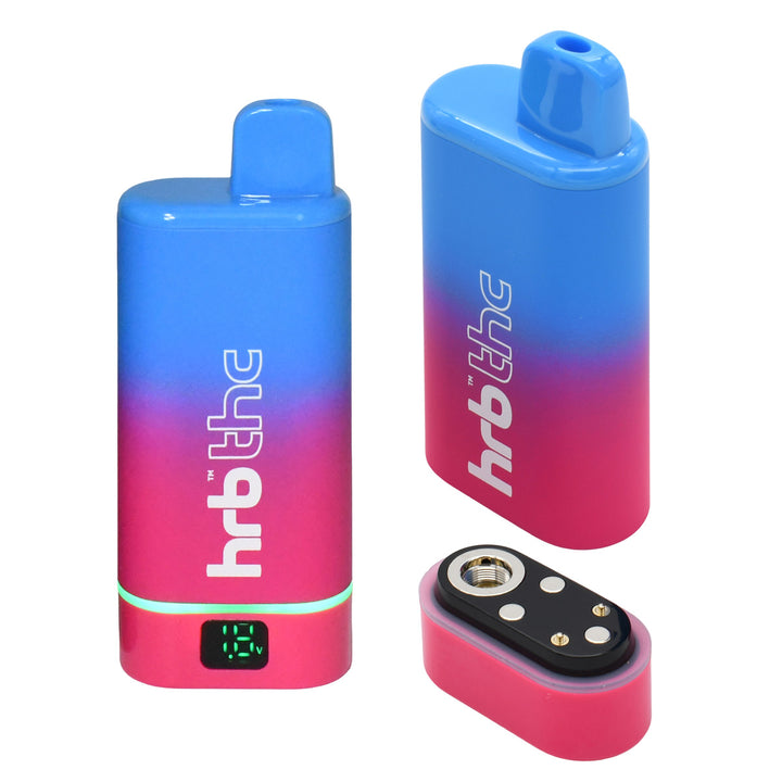 Gradient blue to pink Hrb Box cartridge battery with 'hrb' branding on a white background