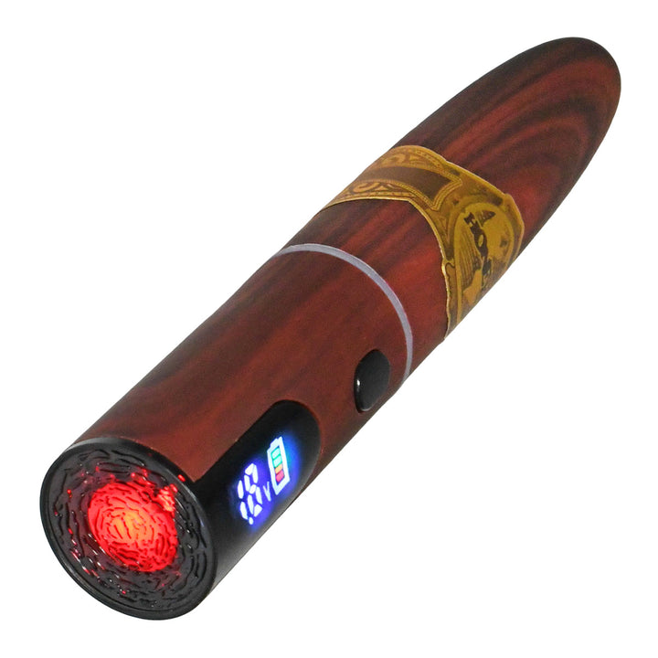 Cigar 510 cart battery with digital display and red light on a white background