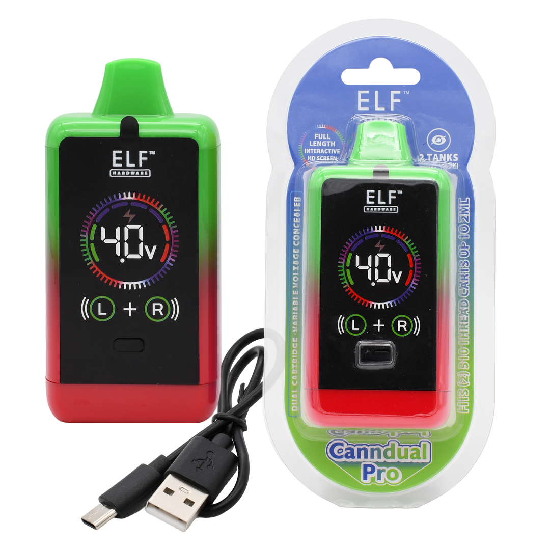 ELF Canndual Pro Discreet Dual 510 Thread Vape Cart Battery Vape Batt ELF Canndual Pro Discreet Dual 510 Thread Vape Cart Battery Vape Batt