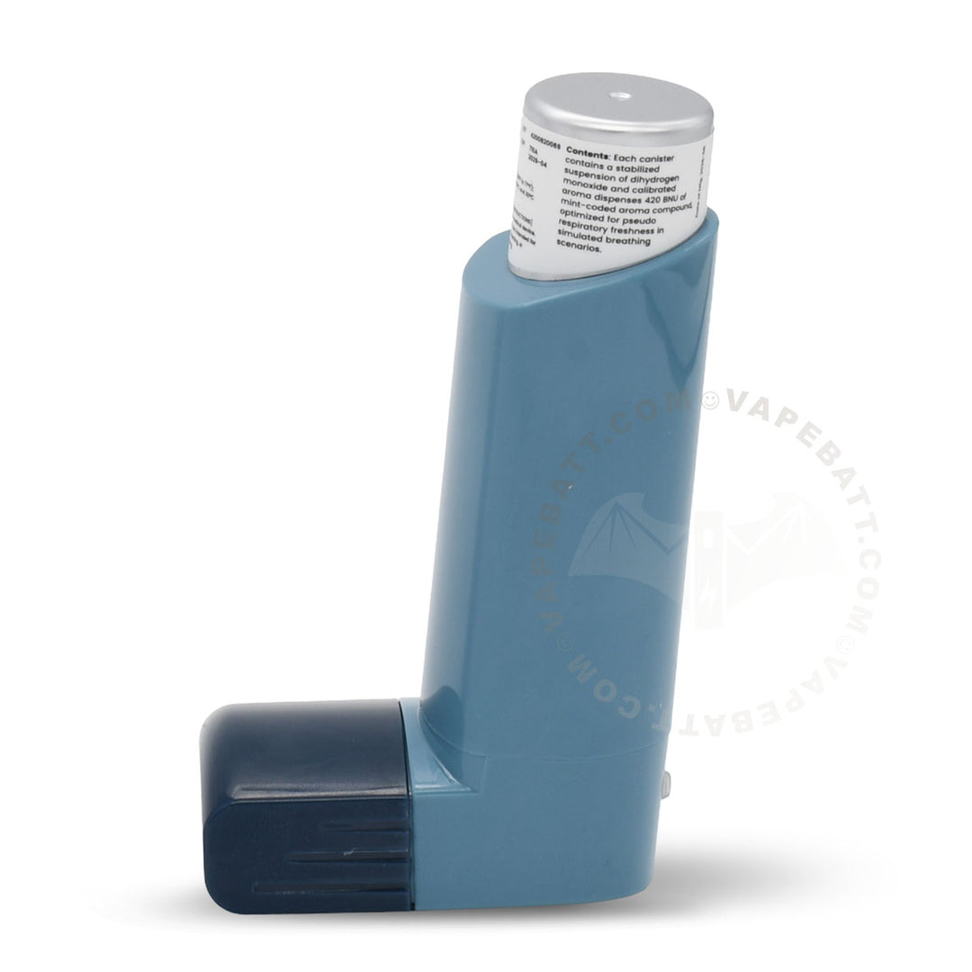 A blue Smyle Labs Inhaler cart battery device with a white top cap, shown on a white background