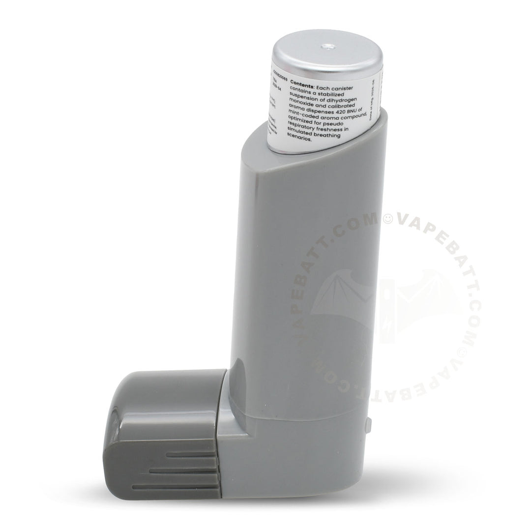 A gray Smyle Labs Inhaler device with a white cylindrical top cap, shown on a plain white background.
