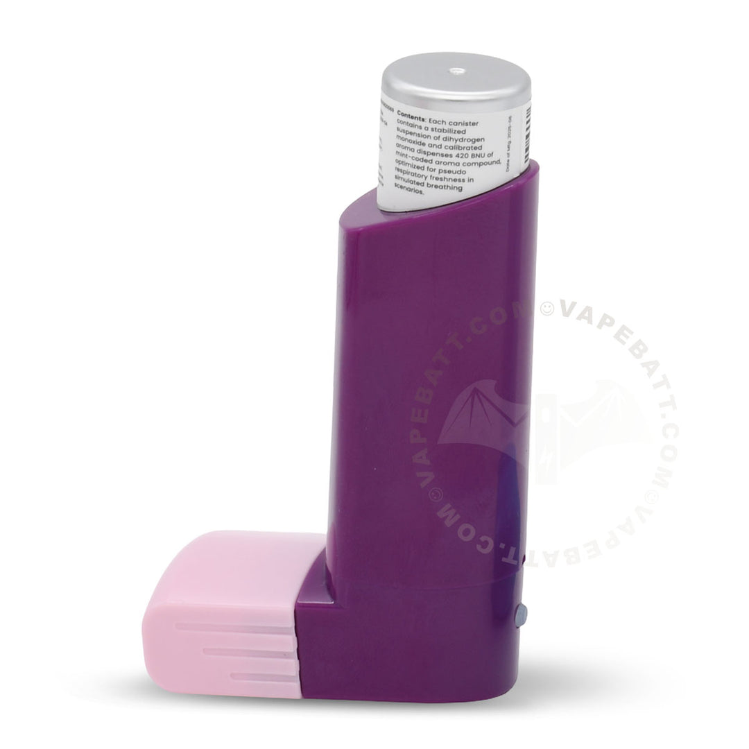A purple and light pink inhaler 510 battery device with a silver top, shown on a white background