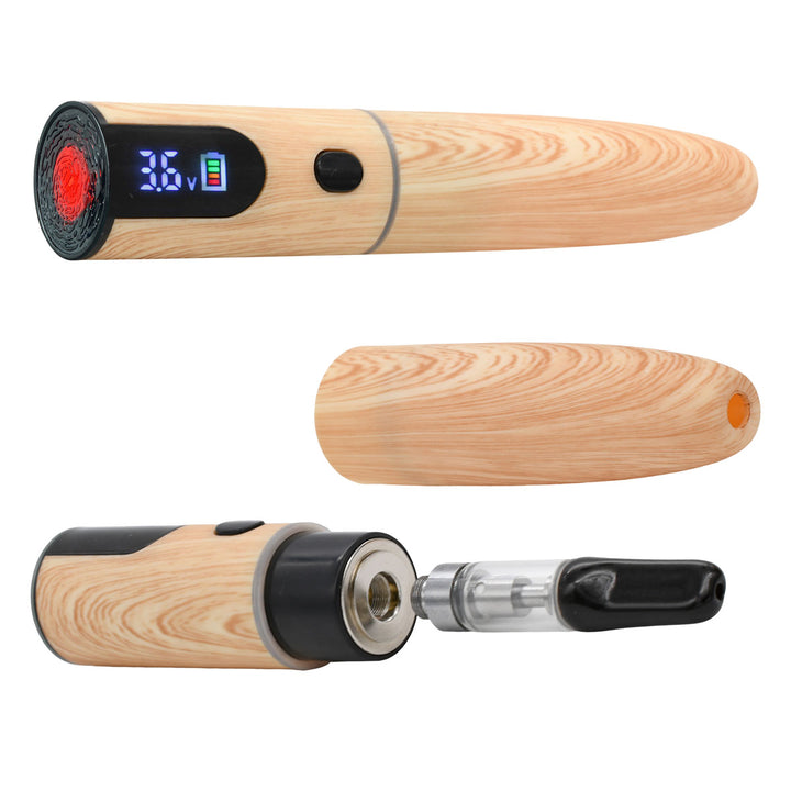 Maple Ecigar Cartridge Battery - Open with 510 Cartridge / Closed w/ Red 'ASH' LED