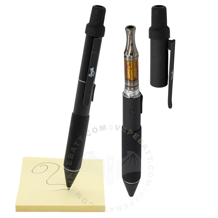 Penjamin Writing Cart Pen black color, with open cover and 510 cart inserted. 