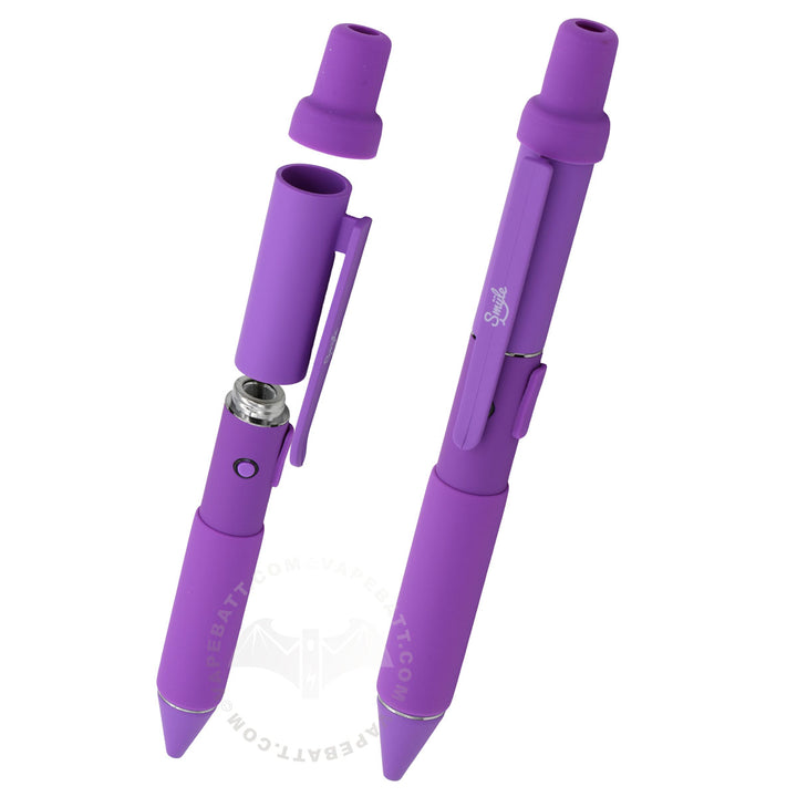 Purple Penjamin Cart Pen, open/disassembled and closed ready to vape