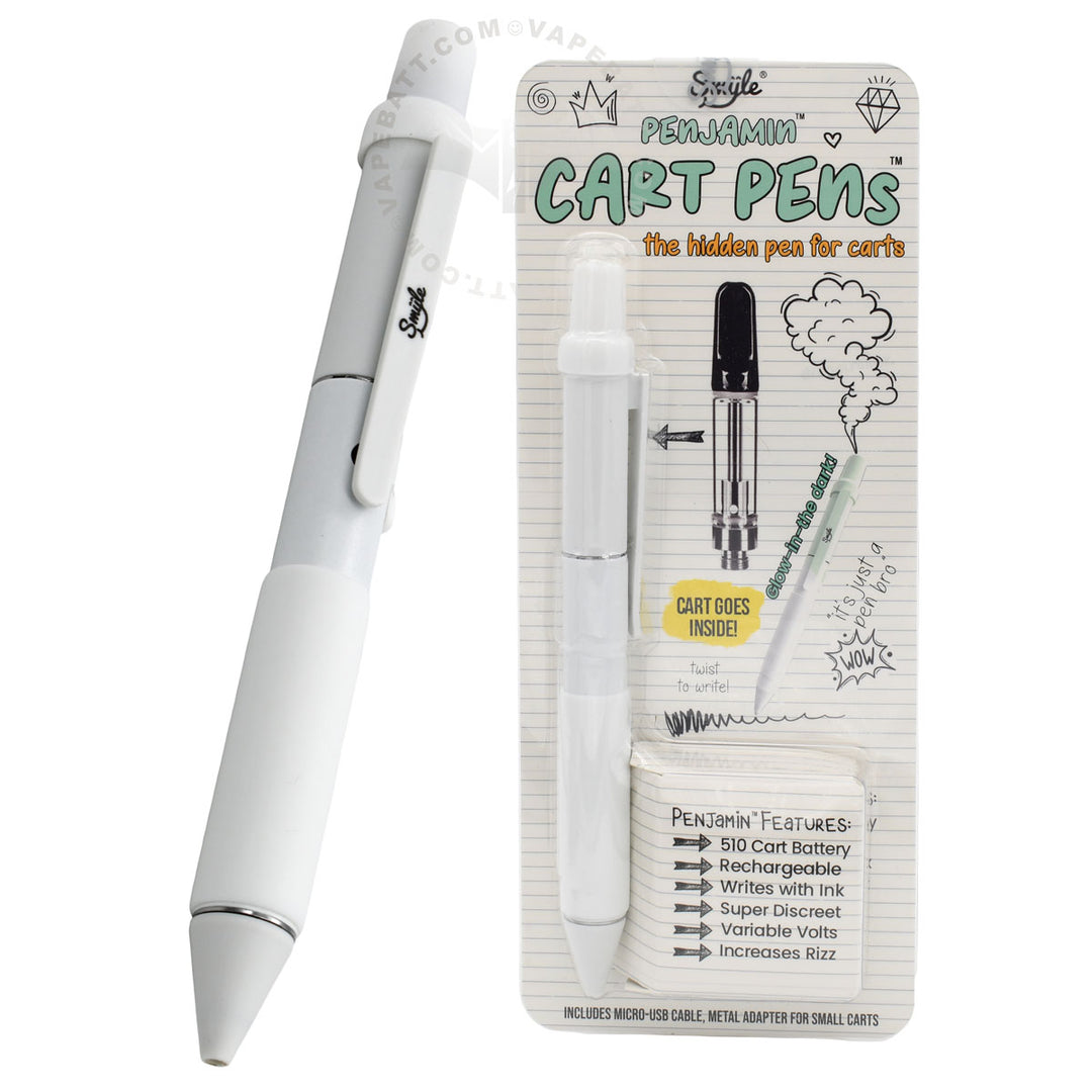 White / Glowing in dark Penjamin Cart Pen with packaging.