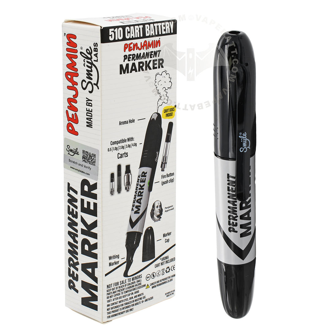 Marker 510 Cart Battery Packaging and Silver Penjamin Cart Pen Unit