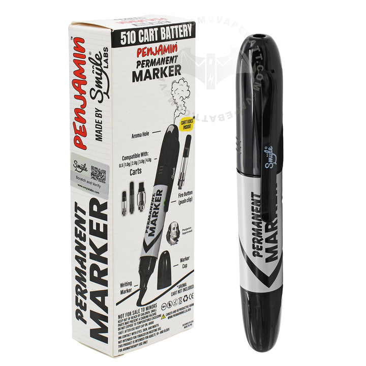 Marker 510 Cart Battery Packaging and Silver Penjamin Cart Pen Unit