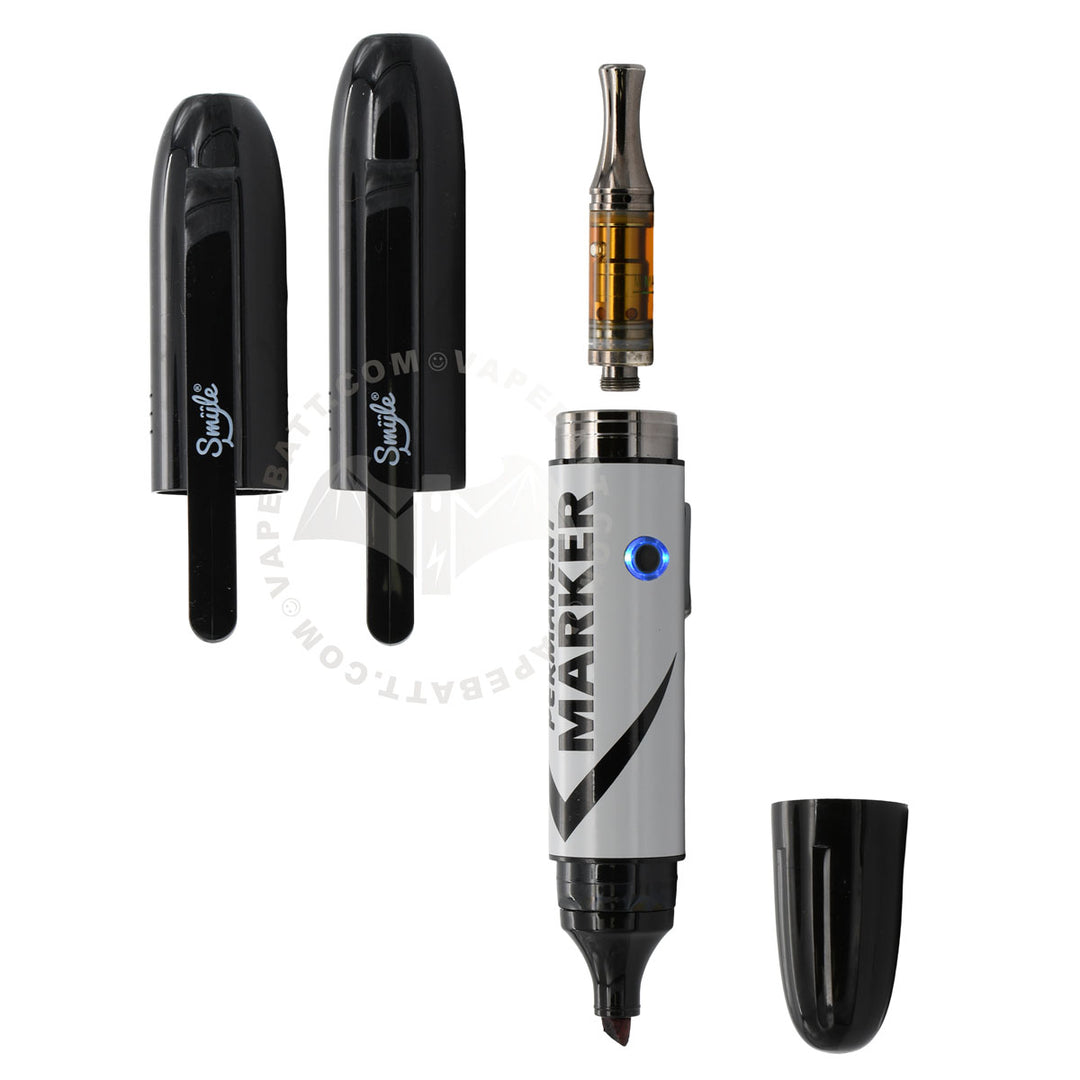 Short & Long Smyle Mouthpiece Covers, Silver 510 cart battery with cartridge, writing marker tip with cover