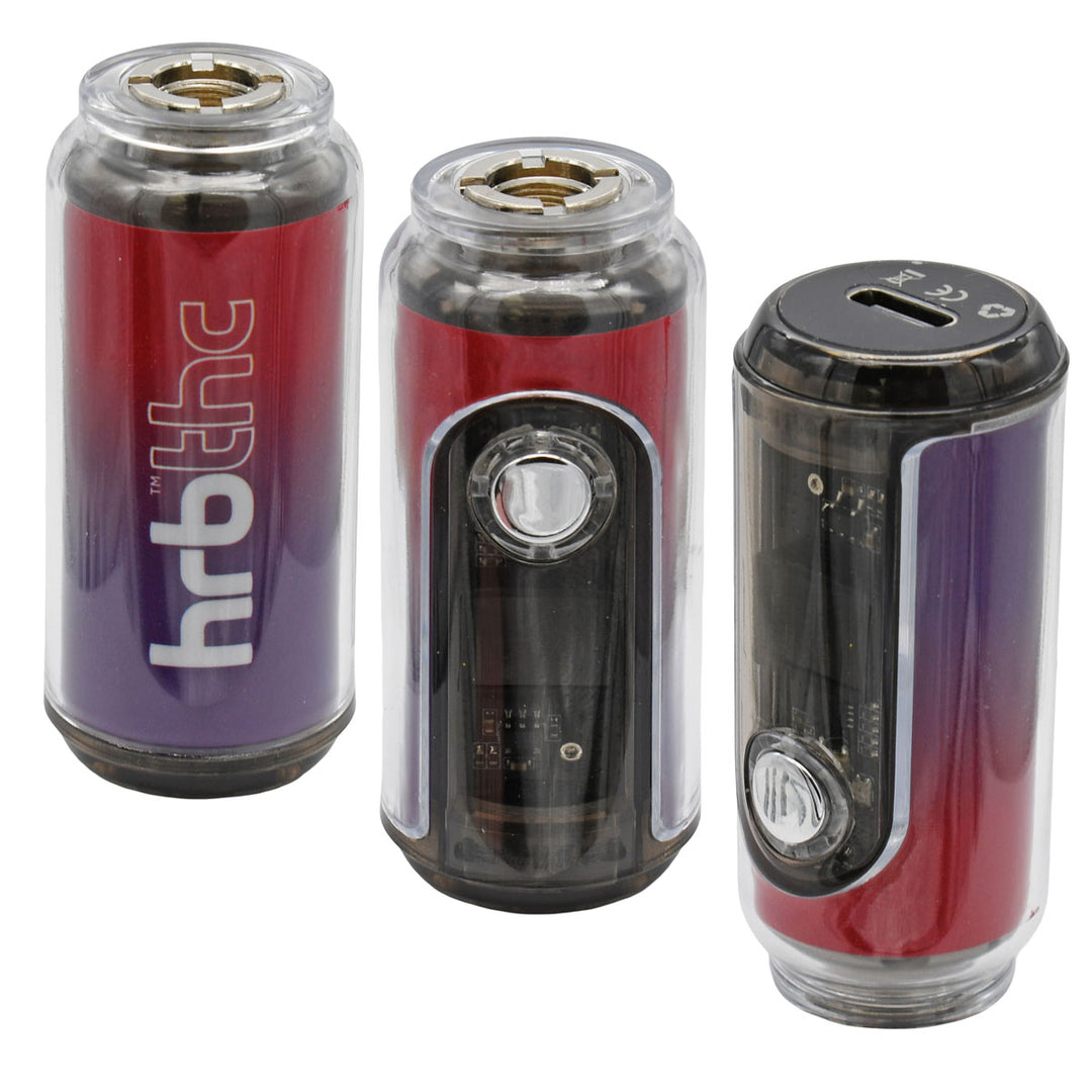 Three Hrb THC vape batteries on a white background