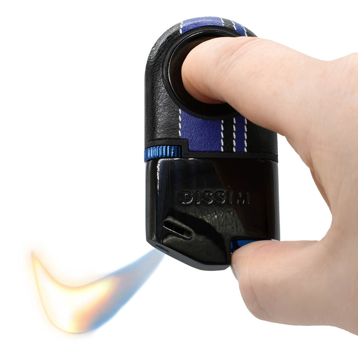 Dissim Turismo-Luxe Limited Edition Racing Series Soft Flame Pipe Lighter Lighters Dissim Black / Blue Race Stripes  