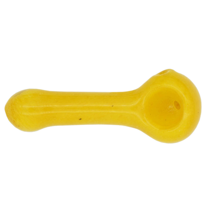 Glass Spoon Pipe - Solid Yellow Glass Pipes Vapebatt   