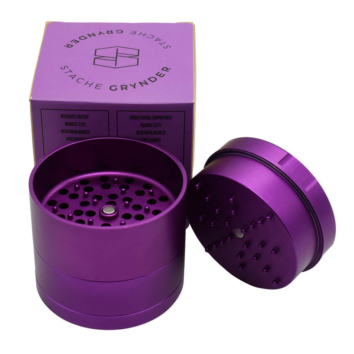 Stache Grynder - 4PC Dry Herb Grinder Herb Grinder Stache Purple  