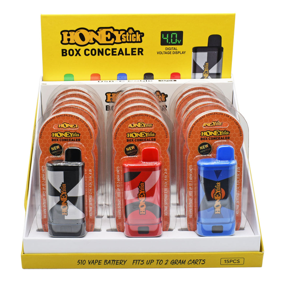 POP Display of Honeystick 510 Cart Box Concealers - 15 pcs