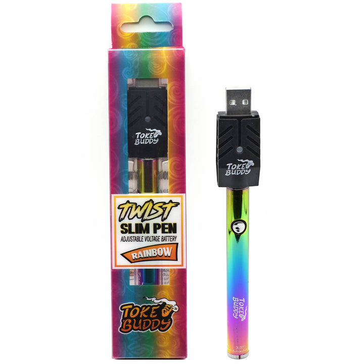Toke Buddy Twist 510 Thread Vape Cart Pen Battery Vapor Batteries Toke Buddy Rainbow  