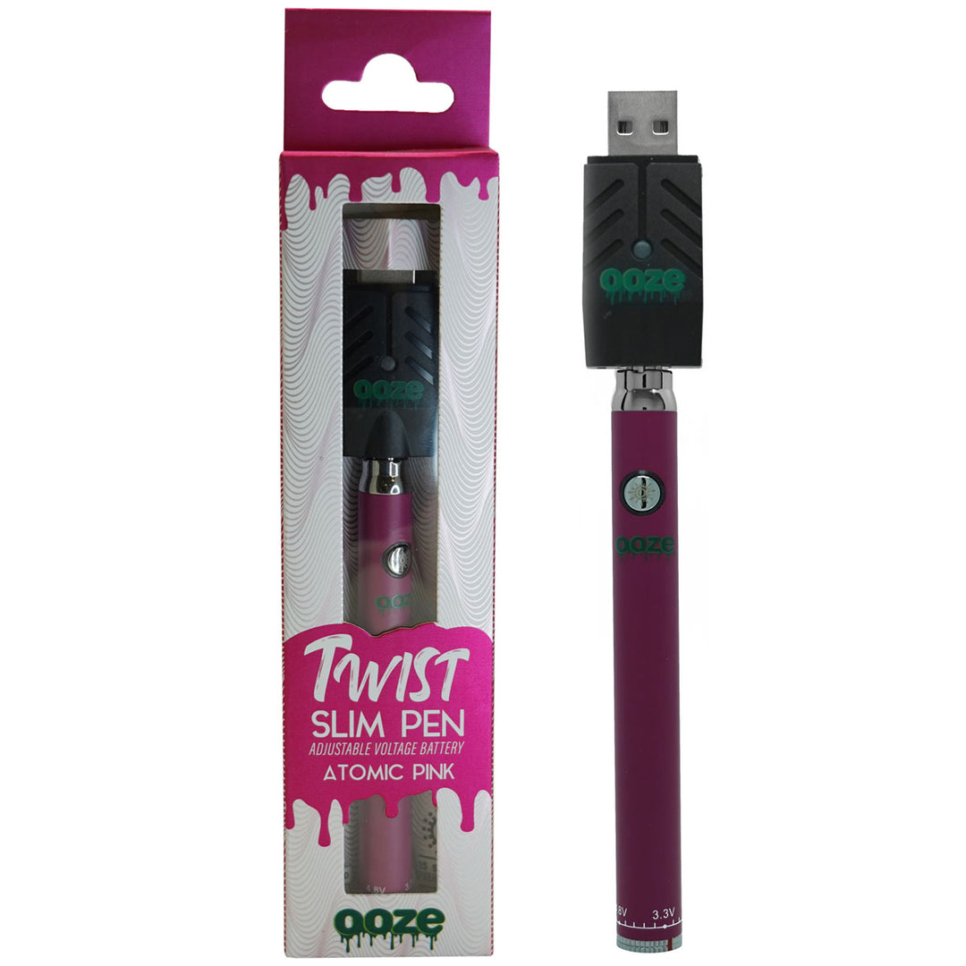 Ooze Slim Twist Variable Voltage Vape Pen Battery  Ooze Atomic Pink  