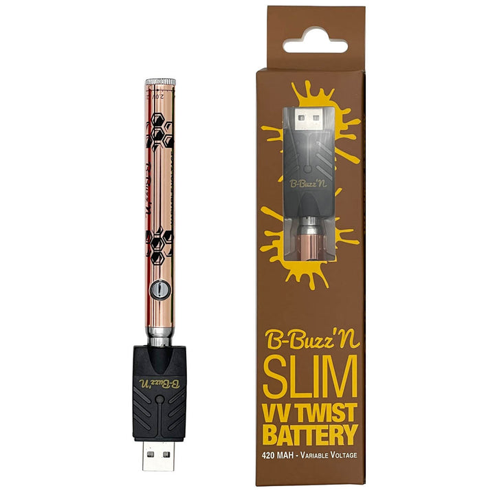 B-buzz'n Slim VV Twist 510 Thread Vape Cart Pen Battery  B-Buzz'n ROSE-GOLD  