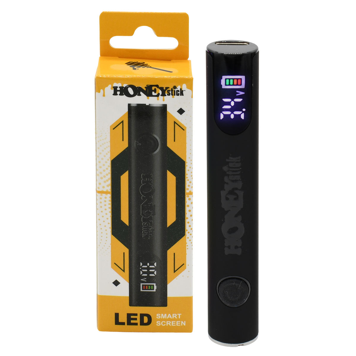 HoneyStick Digital 510 thread vape cart pen battery in black