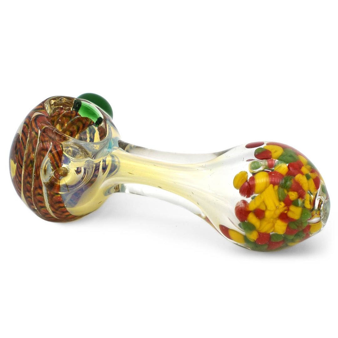 Glass Spoon Pipe - Rasta Snake Style Design Glass Pipes Vapebatt   