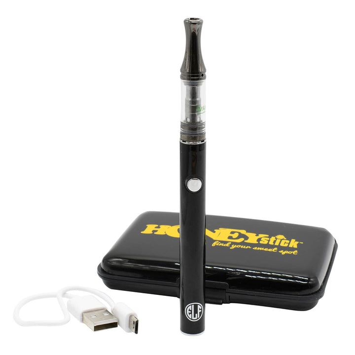 Honeystick ELF Stick 510 Vape Cart Pen Battery Starter Kit Vape Pen HoneyStick Black  