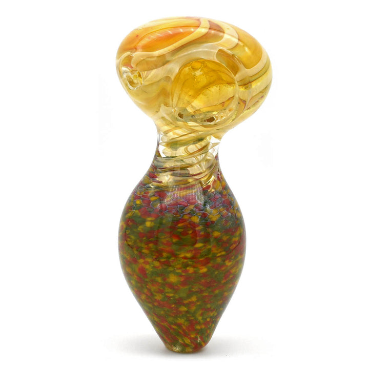 Large Glass Spoon Pipe - Rasta Confetti Glass Pipes Vapebatt   